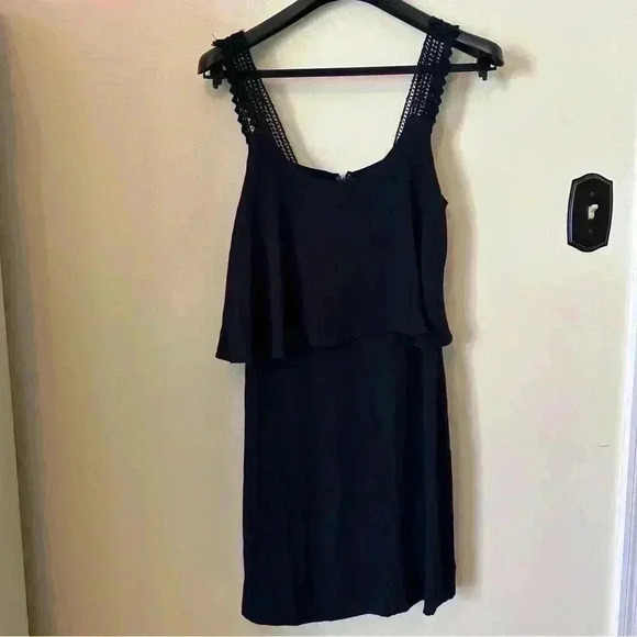 Anthropologie Maeve Navy Blue Crochet Tiered Layered Tisana Dress - Picture 2 of 9